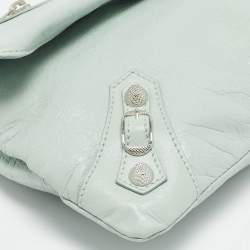 Pre Owned Balenciaga Mint Green Leather Classic Envelope Clutch