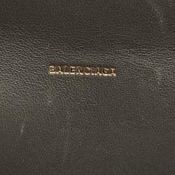 Pre Owned Balenciaga Grey Croc Embossed Leather Hourglass Flat Pouch 