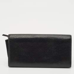 Balenciaga Black Leather Classic Metallic Edge Continental Wallet