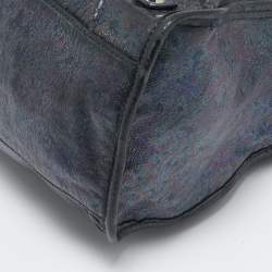 Pre Owned Balenciaga Metallic Dark Blue Leather RH Classic City Tote