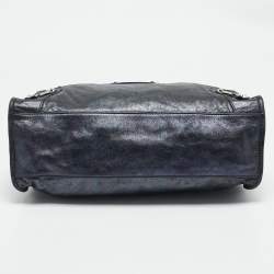 Pre Owned Balenciaga Metallic Dark Blue Leather RH Classic City Tote