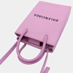 Balenciaga Purple Leather shopping phone holder bag