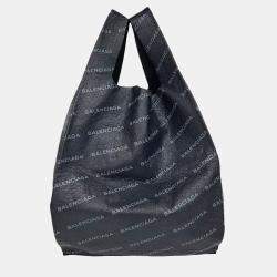 Pre Owned Balenciaga Black Leather Supermarket Shopper Bag