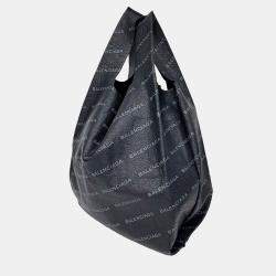 Pre Owned Balenciaga Black Leather Supermarket Shopper Bag