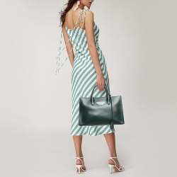Balenciaga Dark Green Leather Padlock Tote