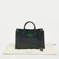 Balenciaga Dark Green Leather Padlock Tote