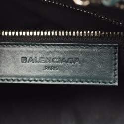 Balenciaga Dark Green Leather Padlock Tote
