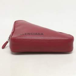 Balenciaga Pink Leather Triangle Clutch