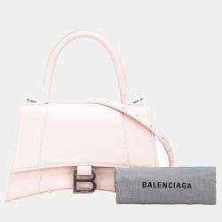 Balenciaga Pink Small Leather Hourglass Top Handle Bag