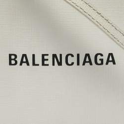 Balenciaga White/Black Leather Shopping Phone Holder Crossbody Bag 
