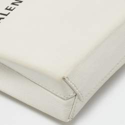 Balenciaga White/Black Leather Shopping Phone Holder Crossbody Bag 