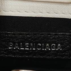Balenciaga White/Black Leather Shopping Phone Holder Crossbody Bag 