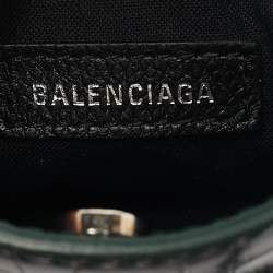 Balenciaga Green Croc Embossed Leather Shopping Phone Holder Crossbody Bag 
