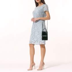 Balenciaga Green Croc Embossed Leather Shopping Phone Holder Crossbody Bag 