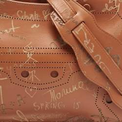 Balenciaga Orange Leather Small Blackout Valentine's Day City Bag