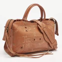 Balenciaga Orange Leather Small Blackout Valentine's Day City Bag