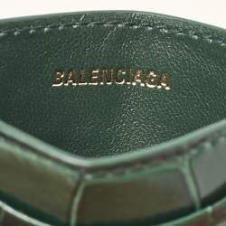 Balenciaga Green Croc Embossed Leather Hourglass Card Holder