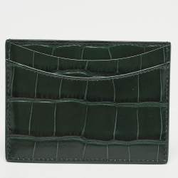 Balenciaga Green Croc Embossed Leather Hourglass Card Holder