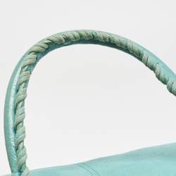 Pre Owned Balenciaga Turquoise Blue Leather Giant 12 Gold Hardware Work Tote