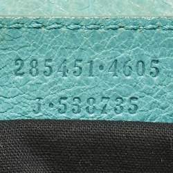 Pre Owned Balenciaga Turquoise Blue Leather Giant 12 Gold Hardware Work Tote