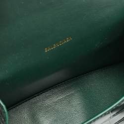Balenciaga Green Croc Embossed Leather XS Hourglass Top Handle Bag