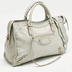 Balenciaga Grey Leather Metallic Edge Classic City Bag