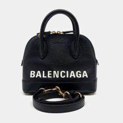Balenciaga Black Leather Bill Top Handle Bag XXS