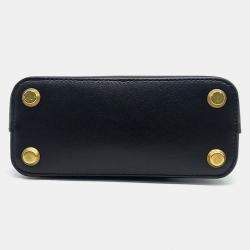 Balenciaga Black Leather Bill Top Handle Bag XXS