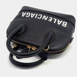 Balenciaga Black Leather Bill Top Handle Bag XXS