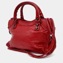 Balenciaga Red Leather Motor Mini City Bag