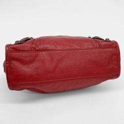 Balenciaga Red Leather Motor Mini City Bag