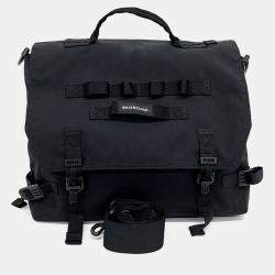 Balenciaga Black Fabric Army Messenger Bag