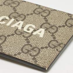 Balenciaga x Gucci Beige GG Supreme Canvas The Hacker Project Card Case with Strap