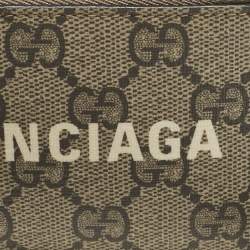 Balenciaga x Gucci Beige GG Supreme Canvas The Hacker Project Card Case with Strap