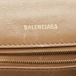 Pre Owned Balenciaga Brown BB Monogram Coated Canvas Small Hourglass Top Handle Bag