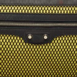 Balenciaga Black/Yellow Mesh Nylon and Leather Clip Clutch