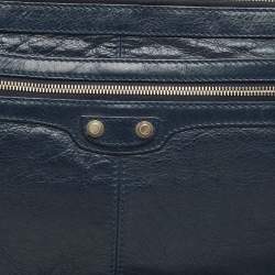 Balenciaga Navy Blue Leather Clip L Clutch
