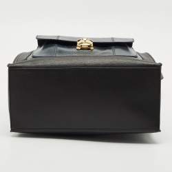 Pre Owned Balenciaga Black/Navy Blue Leather and Lizard Padlock All Afternoon Tote