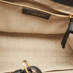 Pre Owned Balenciaga Black/Navy Blue Leather and Lizard Padlock All Afternoon Tote