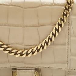 Balenciaga Beige Croc Embossed Leather XS Hourglass Wallet on Chain