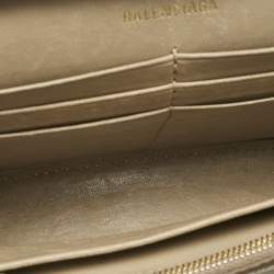 Balenciaga Beige Croc Embossed Leather XS Hourglass Wallet on Chain