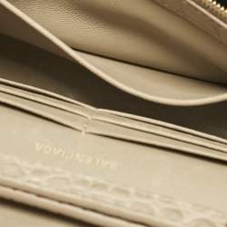 Balenciaga Beige Croc Embossed Leather XS Hourglass Wallet on Chain