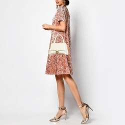 Balenciaga Cream Croc Embossed Leather Small Hourglass Top Handle Bag