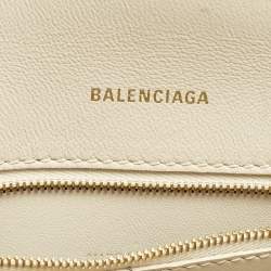 Balenciaga Cream Croc Embossed Leather Small Hourglass Top Handle Bag