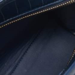 Balenciaga Navy Blue Croc Embossed Leather Mini Neo Classic City Tote