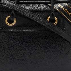 Balenciaga Black Crackle Leather Small Blanket Square Bag