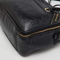 Balenciaga Black Crackle Leather Small Blanket Square Bag