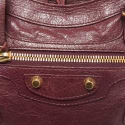 Balenciaga Burgundy Leather Mini Classic City Bag