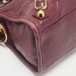 Balenciaga Burgundy Leather Mini Classic City Bag
