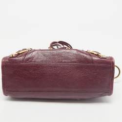 Balenciaga Burgundy Leather Mini Classic City Bag